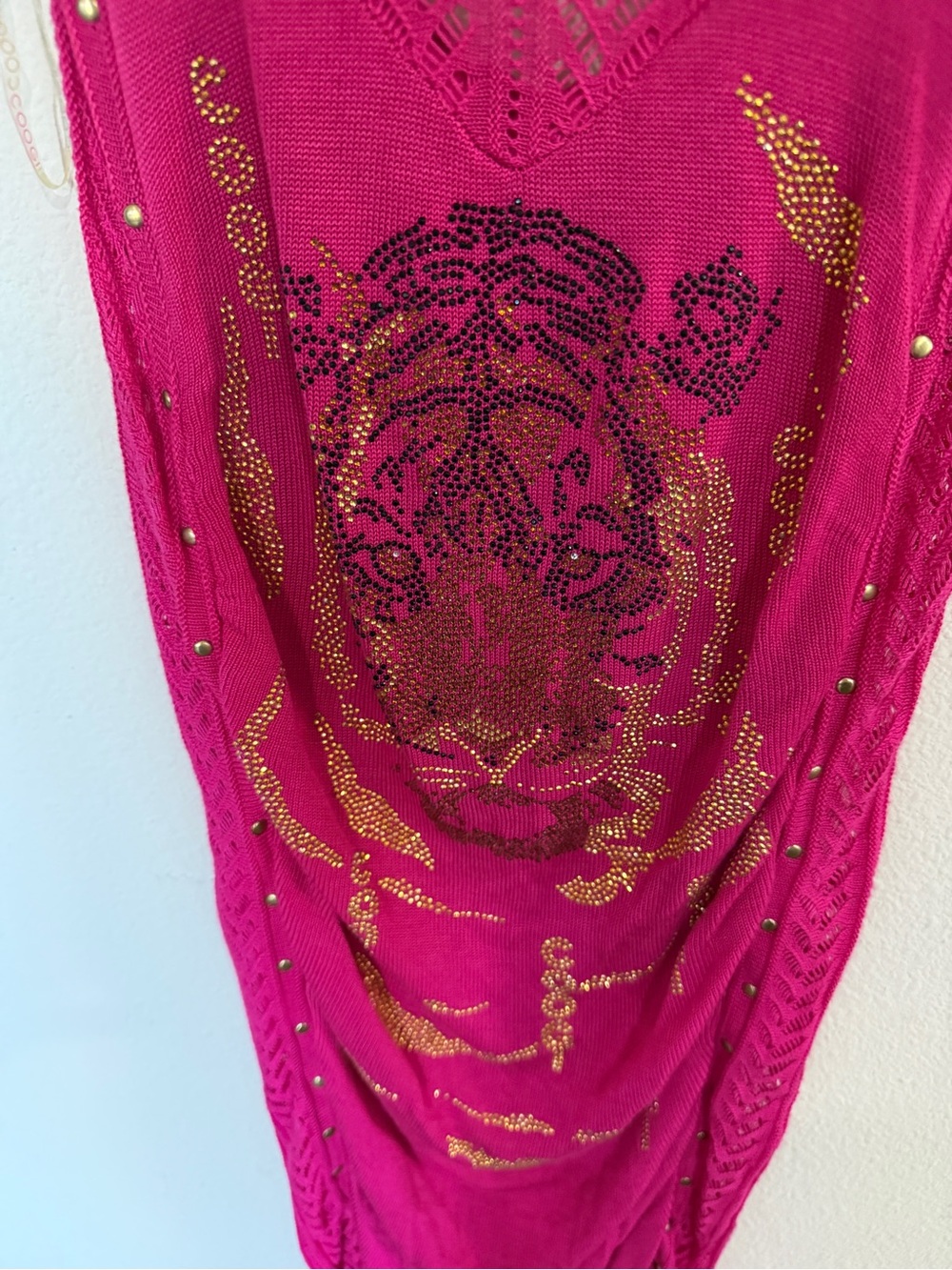 WITH TAGS Y2K Coogi pink bedazzled tiger dress size M